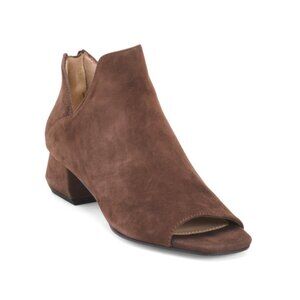 PELLE MODA Chocolate Suede Vonn Peep Toe Booties